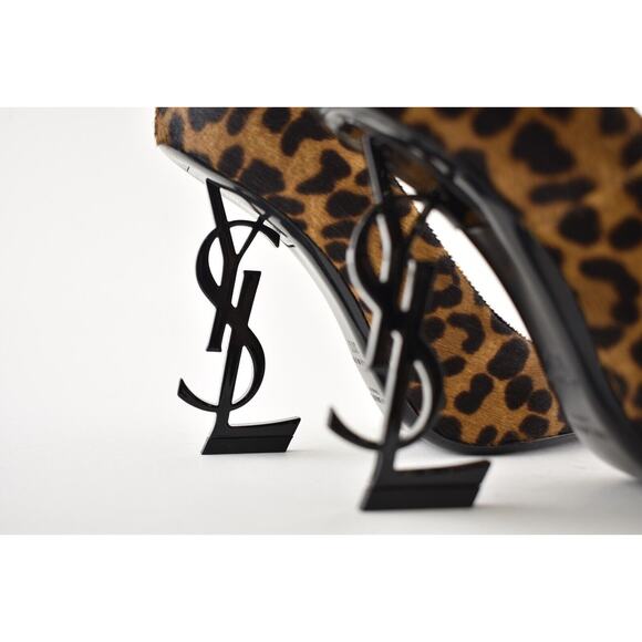 Yves Saint Laurent YSL Logo Opyum Opium 110 Black Brown Leopard Heel Pump 38 - Picture 11 of 12
